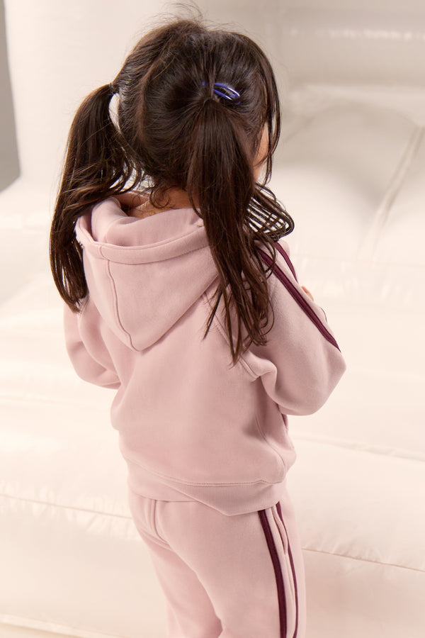 Kaiia Kids Sport Side Stripe Oversized Hoodie Pink Chai & Burgundy