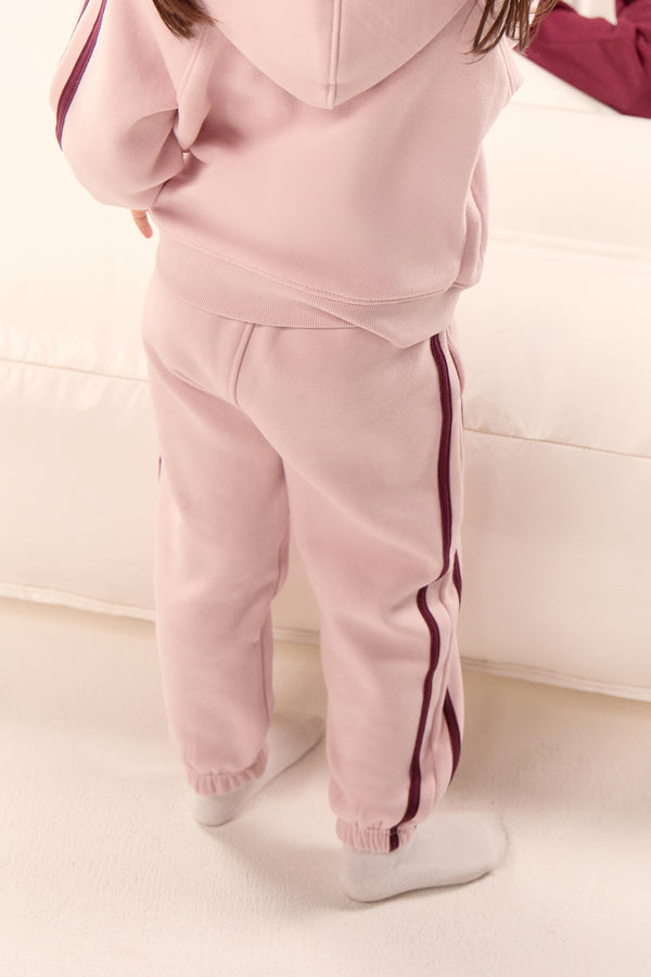 Kaiia Kids Sport Side Stripe Cuffed Joggers Pink Chai & Burgundy