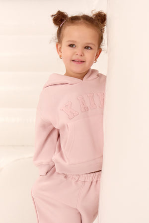 Kaiia Kids Slogan Oversized Hoodie Pink Chai
