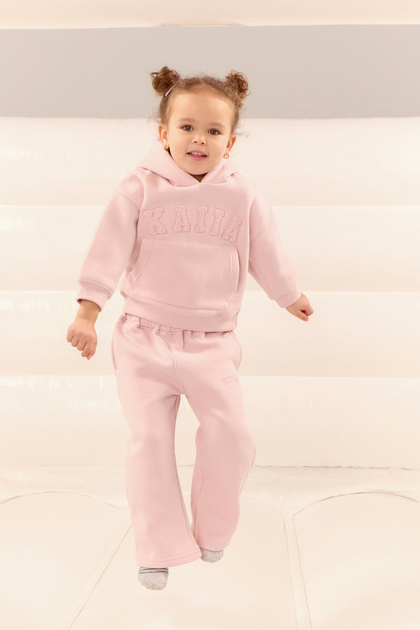 Kaiia Kids Slogan Oversized Hoodie Pink Chai