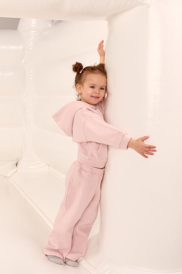 Kaiia Kids Logo Straight Leg Joggers Pink Chai