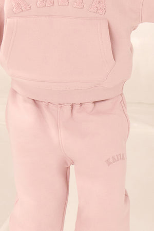 Kaiia Kids Logo Straight Leg Joggers Pink Chai