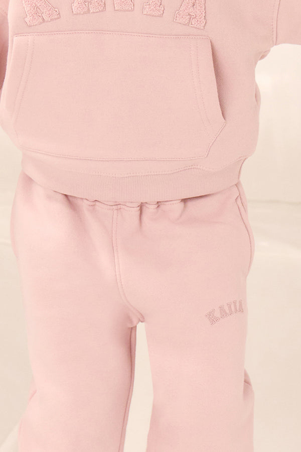 Kaiia Kids Logo Straight Leg Joggers Pink Chai