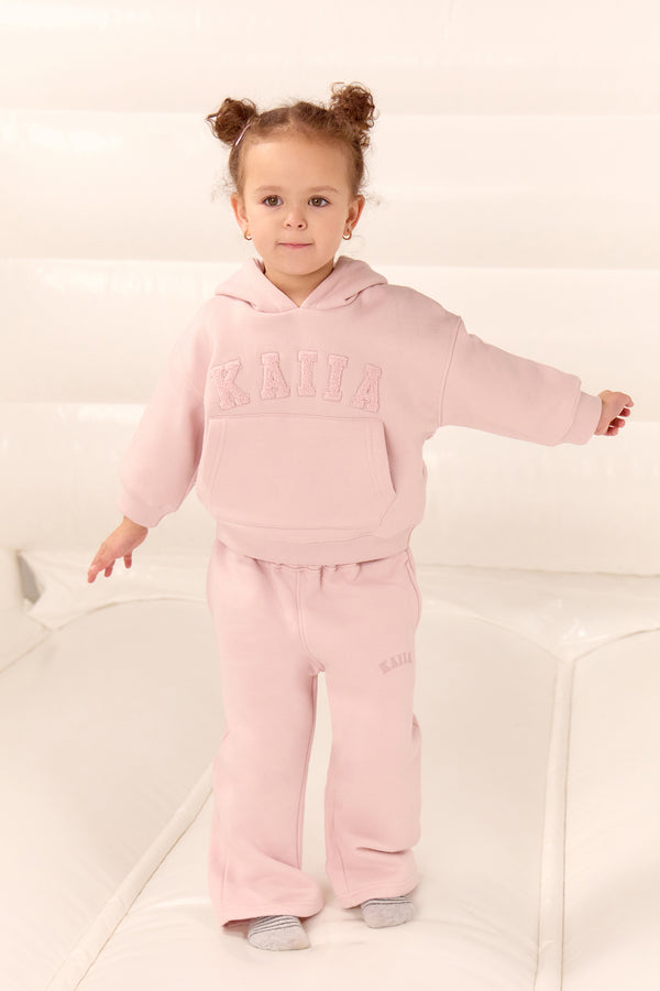 Kaiia Kids Logo Straight Leg Joggers Pink Chai
