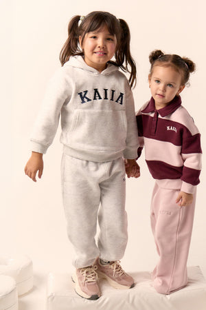 Kaiia Kids Logo Cuffed Joggers Light Grey Marl & Navy