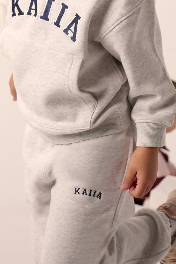 Kaiia Kids Logo Cuffed Joggers Light Grey Marl & Navy
