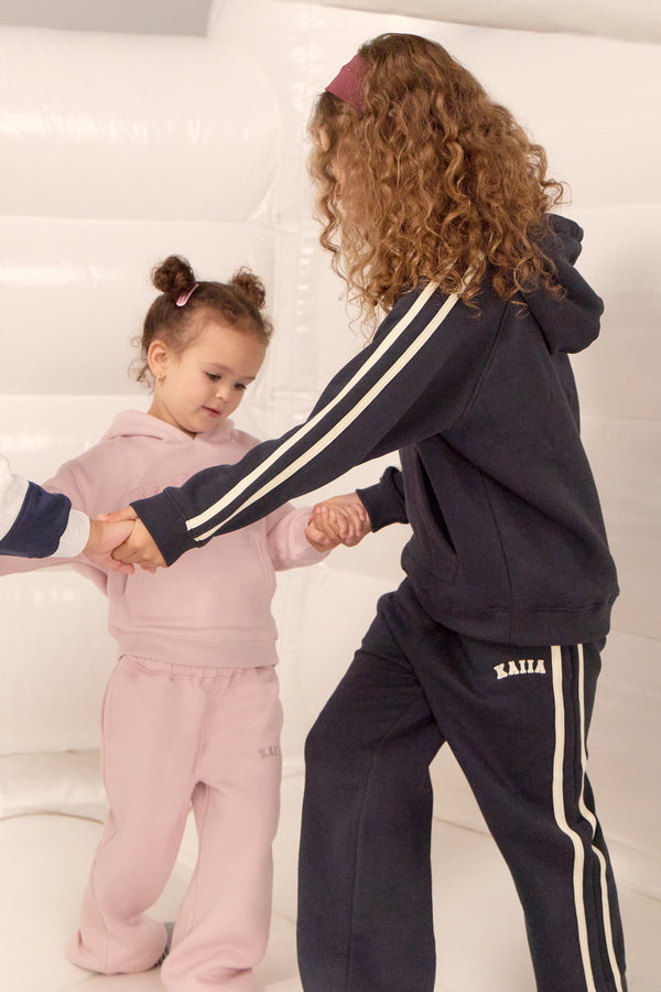 Kaiia Kids Sport Side Stripe Straight Leg Joggers Ink Blue & Lemon