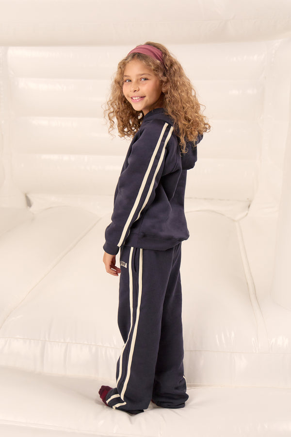 Kaiia Kids Sport Side Stripe Straight Leg Joggers Ink Blue & Lemon