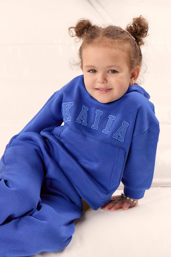 Kaiia Kids Slogan Oversized Hoodie Cobalt Blue
