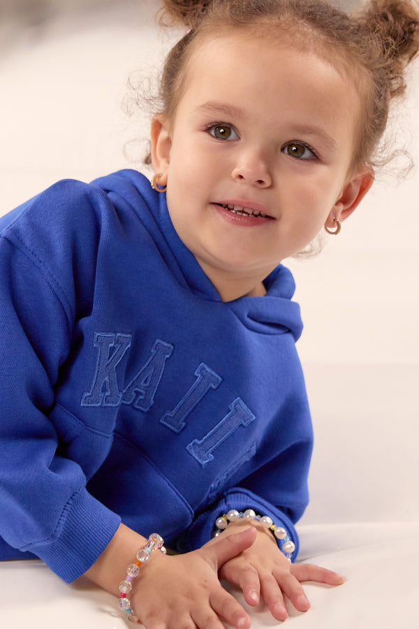 Kaiia Kids Slogan Oversized Hoodie Cobalt Blue