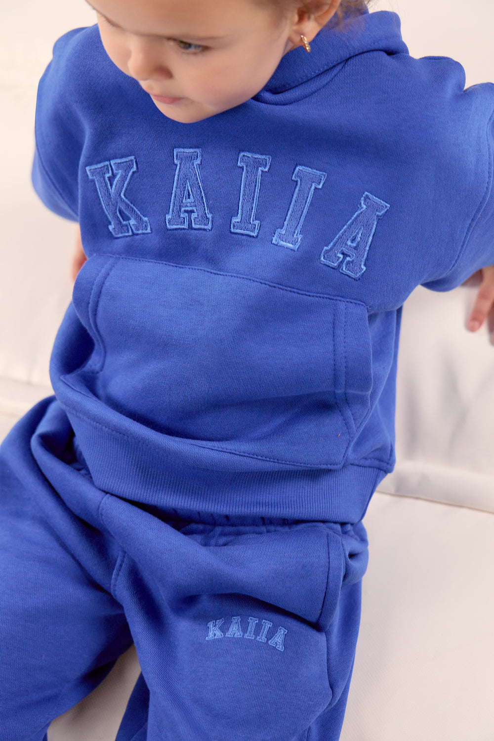 Kaiia Kids Logo Straight Leg Joggers Cobalt Blue