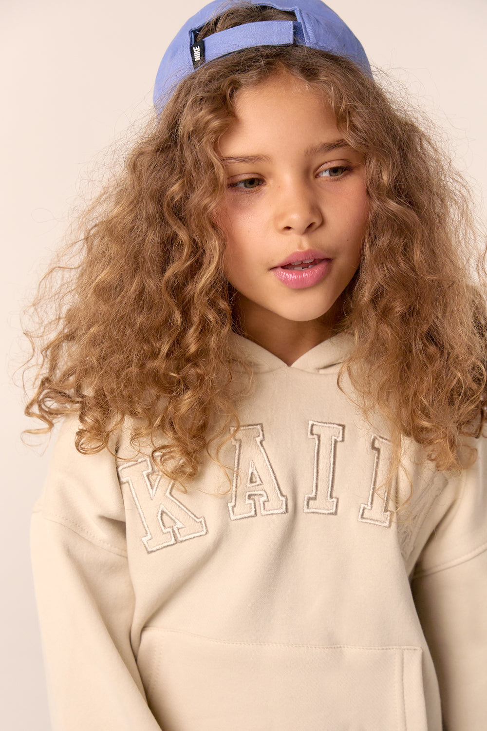 Kaiia Kids Slogan Oversized Hoodie Chalk