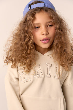 Kaiia Kids Slogan Oversized Hoodie Chalk