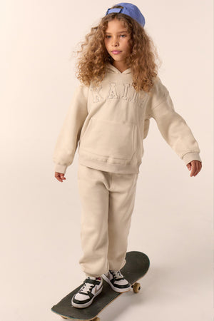 Kaiia Kids Slogan Oversized Hoodie Chalk