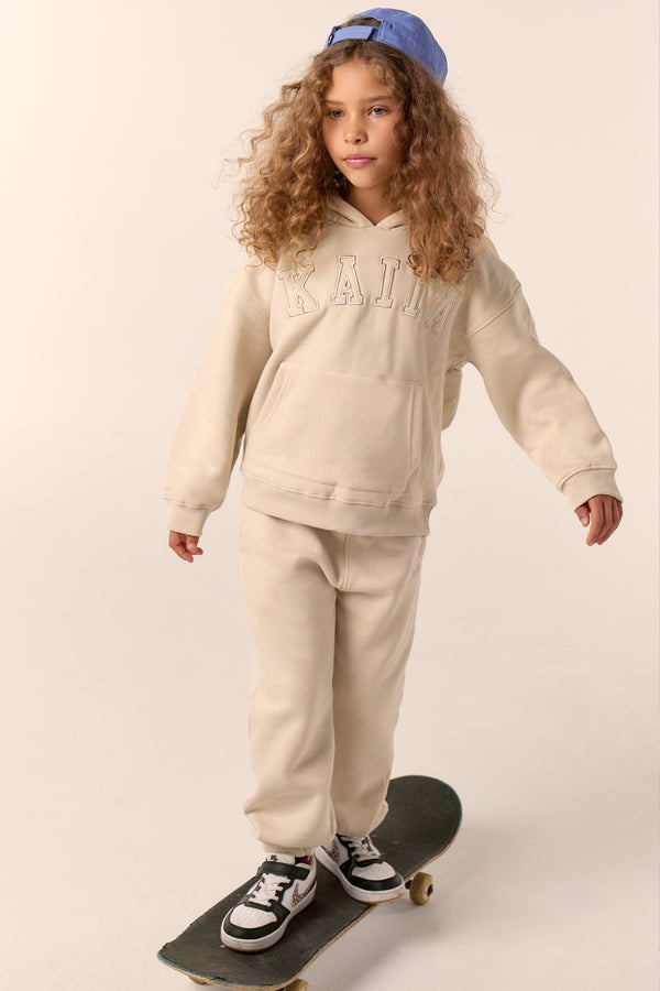 Kaiia Kids Slogan Oversized Hoodie Chalk