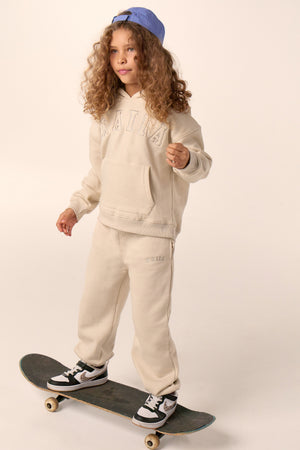 Kaiia Kids Log Cuffed Joggers Chalk