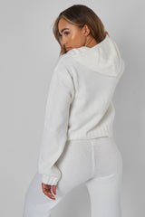 Kaiia Knitted Zip Up Hoodie Co-ord in Cream