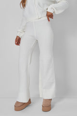 Kaiia Knitted Flared Trousers in Cream