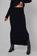 Kaiia Bardot Jumper Co-ord in Black