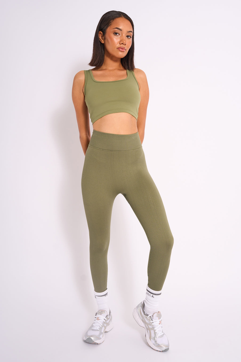 Khaki yoga leggings deals
