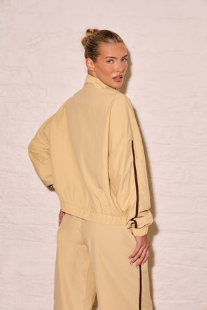 Kaiia Woven Windbreaker Zip Up Jacket Yellow & Biscuit