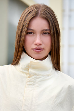 Kaiia Woven Funnel Neck Zip Up Jacket Butter Yellow