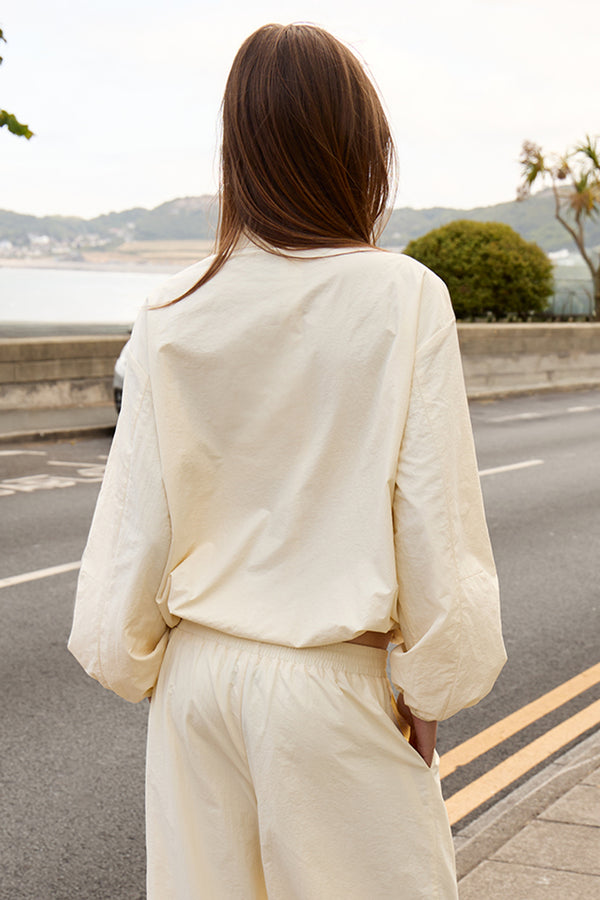 Kaiia Woven Funnel Neck Zip Up Jacket Butter Yellow