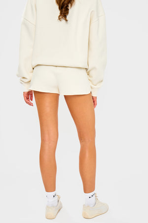 Kaiia Logo Mini Sweat Shorts Cream & Red