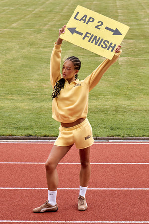 Kaiia Logo Mini Sweat Shorts Yellow