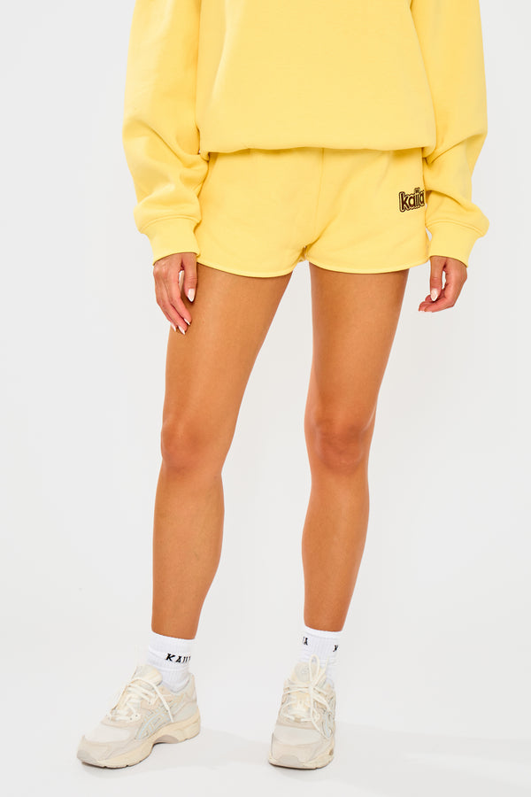 Kaiia Logo Mini Sweat Shorts Yellow
