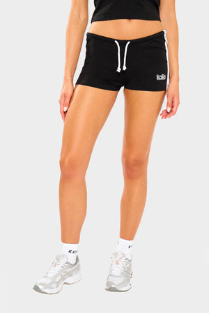 Kaiia Logo Stripe Detail Hot Pants Shorts Black & White