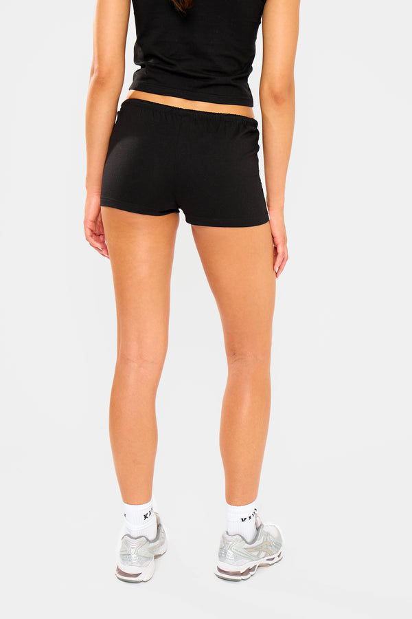 Kaiia Logo Stripe Detail Hot Pants Shorts Black & White