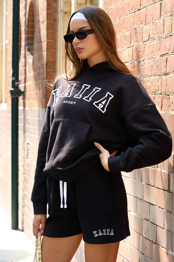 Kaiia Logo Sweat Shorts Black & White