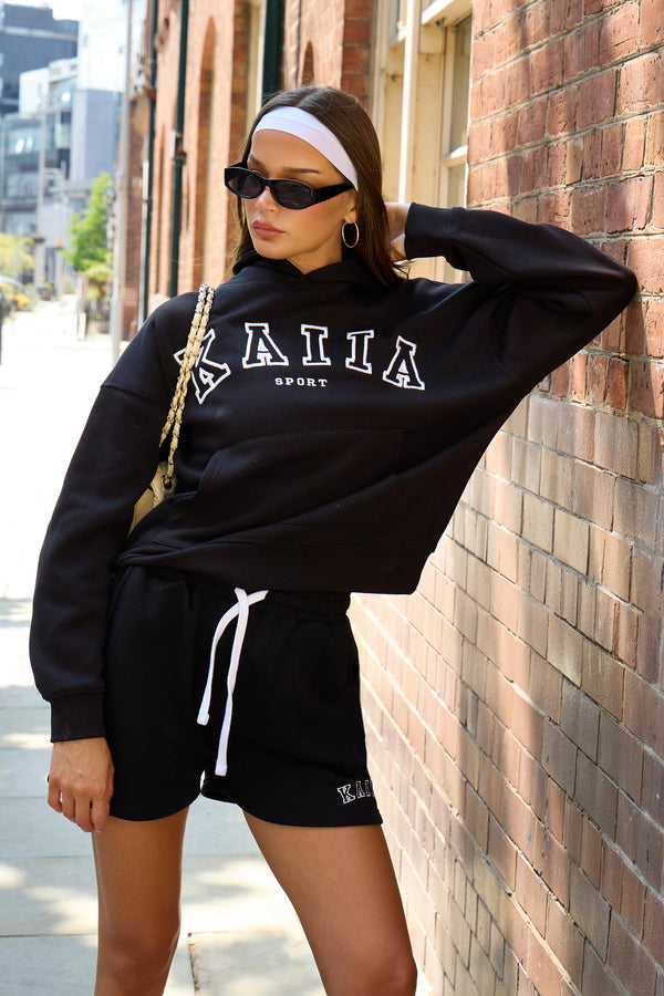 Kaiia Logo Sweat Shorts Black & White