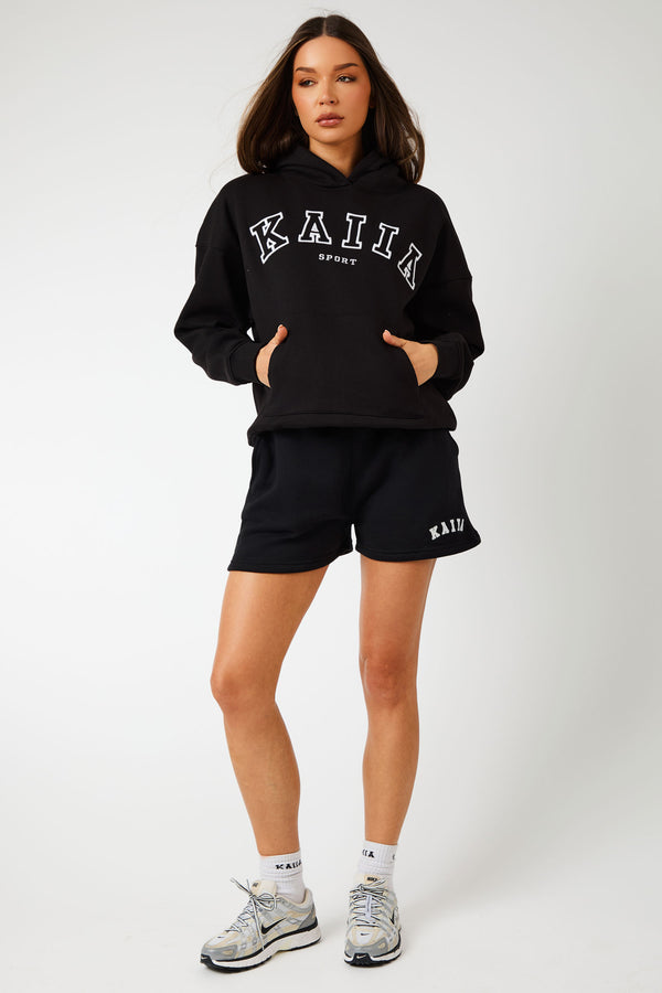 Kaiia Logo Sweat Shorts Black & White