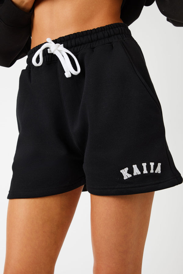 Kaiia Logo Sweat Shorts Black & White