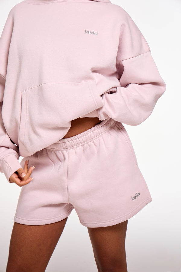 Kaiia Chrome Logo Mini Shorts Pale Dusty Lilac