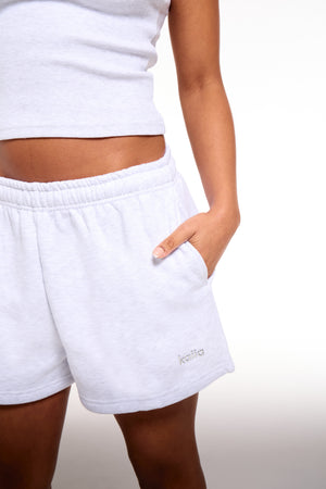 Kaiia Chrome Logo Mini Shorts Grey Melange