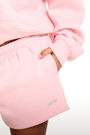 Kaiia Chrome Logo Mini Shorts Sugar Pink