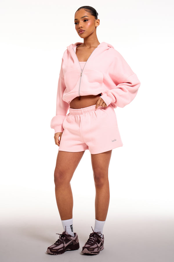 Kaiia Chrome Logo Mini Shorts Sugar Pink