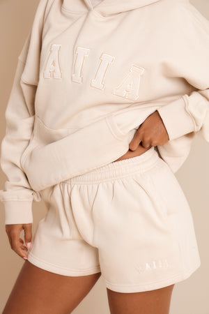 Kaiia Slogan Mini Shorts Chalk