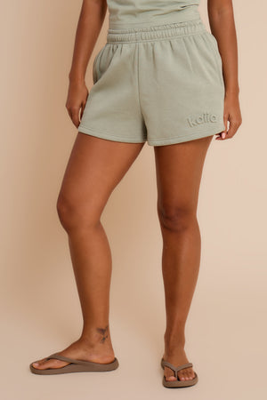 Kaiia Embossed Mini Shorts Eucalyptus