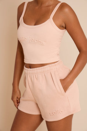 Kaiia Embossed Mini Shorts Clay Pink