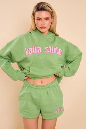 Kaiia Bubble Studio Mini Shorts Matcha Latte