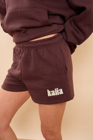 Kaiia Bubble Studio Mini Shorts Espresso