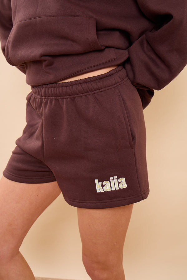 Kaiia Bubble Studio Mini Shorts Espresso