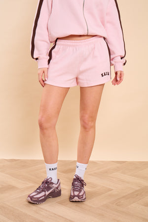 Kaiia Side Stripe Mini Shorts Pink Sugar & Espresso