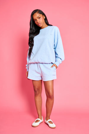 Kaiia Logo Mini Shorts Baby Blue Marl