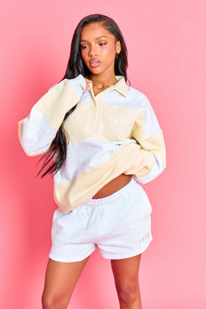 Kaiia Logo Mini Shorts Light Grey Marl