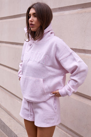 Kaiia Logo Mini Shorts Baby Pink Marl